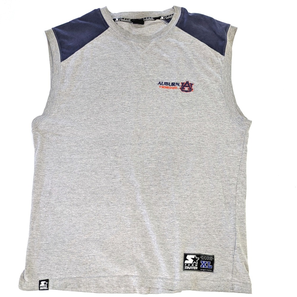 Starter Auburn Tigers Sleeveless Shirt Mens XL Gray Navy Blue NCAA Team Starter